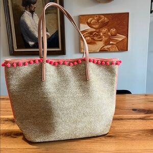 Stylish Tan and Pink Tote Bag